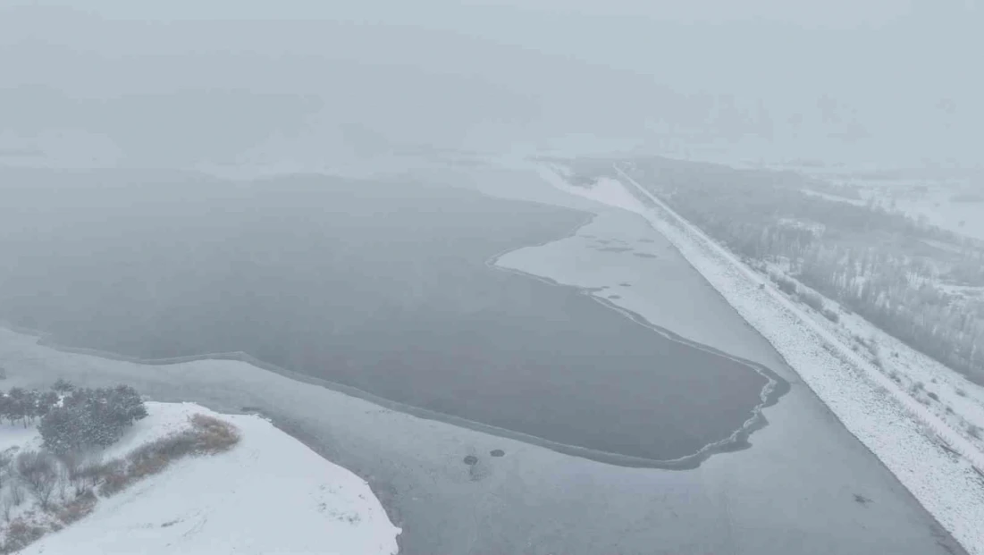 Elazığ'da Cip Baraj Gölü'nün bazı kısımları buz tuttu