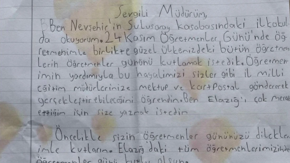 Nevşehirli Minik Neşet’ten Elazığ İl Müdürü’ne Yürek Isıtan Mektup