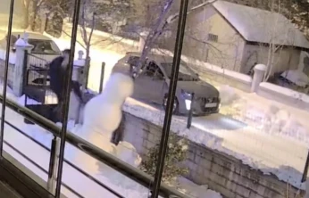 Aracından indi kardan adamı yıkıp gitti