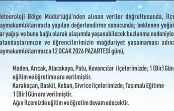 Elazığ'da 5 ilçede eğitim-öğretime ara verildi