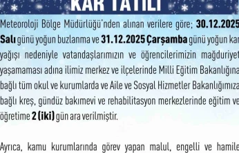Elazığ'da eğitime 2 gün ara verildi