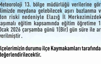 Elazığ'da taşımalı eğitime 1 gün ara