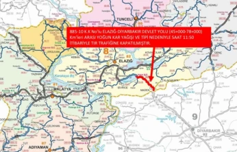 Elazığ-Diyarbakır karayolu ağır taşıt trafiğine kapatıldı