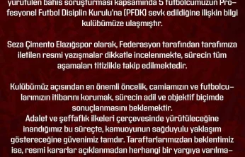 Elazığspor: 'Gelişmeler kulübümüz tarafından izlenmekte'