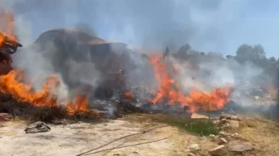 750 yıllık kervansaray alevlere teslim oldu: 2 kişi yaralandı
