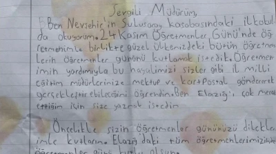 Nevşehirli Minik Neşet'ten Elazığ İl Müdürü'ne Yürek Isıtan Mektup