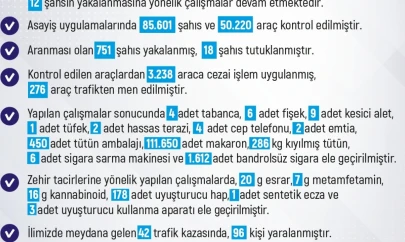 Elazığ'da 1 haftada 228 olay meydana geldi, 220 şahıs yakalandı