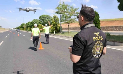 Elazığ'da bayram öncesi dron destekli trafik denetimi