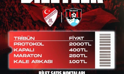 Elazığspor - Vanspor FK rövanş maçı biletleri satışta