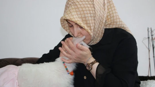 Annesinin reddettiği kuzuya, sağlıkçı şefkati