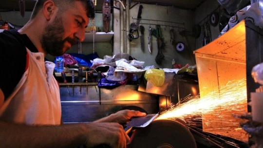 Bıçak bileme ustalarının 'Kurban Bayramı' yoğunluğu