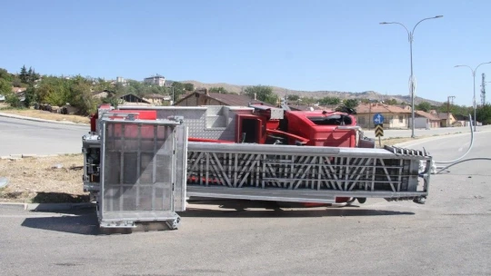Elazığ'da direğe çarpan kamyon yan yattı: 1 yaralı