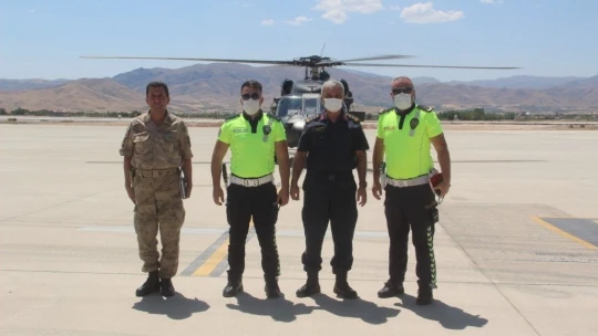 Elazığ'da helikopter destekli trafik denetimi