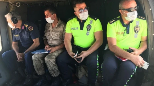 Elazığ'da helikopter destekli trafik denetimi