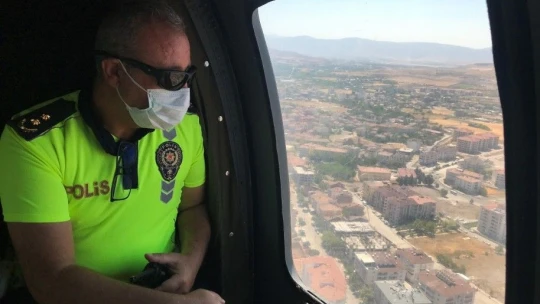Elazığ'da helikopter destekli trafik denetimi