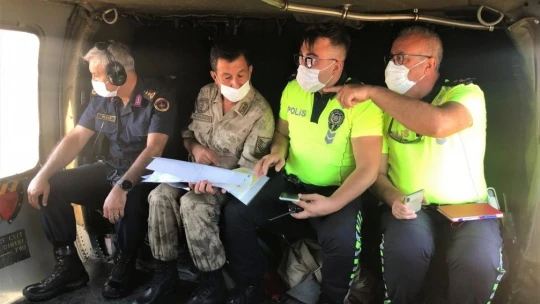 Elazığ'da helikopter destekli trafik denetimi