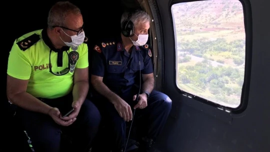 Elazığ'da helikopter destekli trafik denetimi