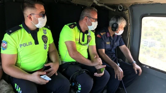 Elazığ'da helikopter destekli trafik denetimi