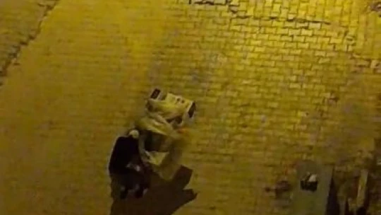 Elazığ'da hırsız, çaldığı televizyonu el arabasıyla götürdü