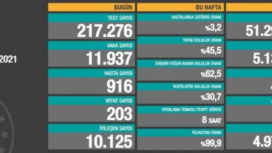 Son 24 saatte korona virüsten 203 kişi hayatını kaybetti