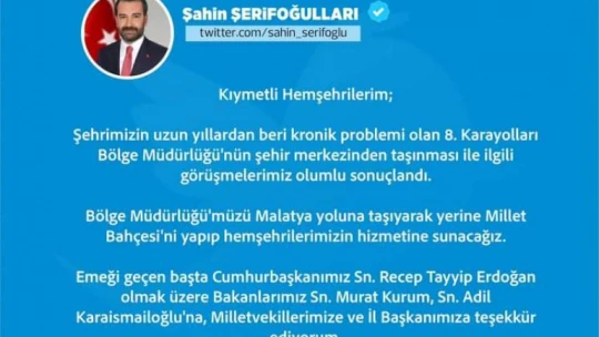 Başkan Şerifoğulları'nın Girişimleri Sonuç verdi, Karayolları 8. Bölge Müdürlüğü Taşınıyor !
