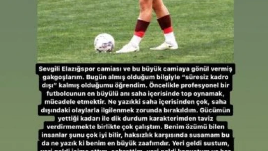 Kadro dışı kalan Feyzullah Şahin, Elazığspor'a veda etti