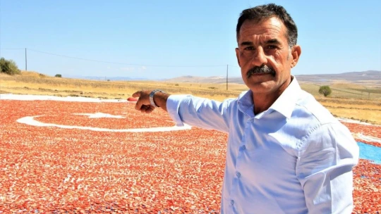 Kurutmalık domateslerle ay yıldızlı Türkiye haritası oluşturuldu