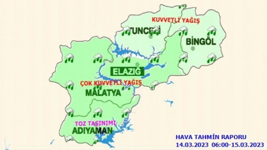 Meteorolojiden Elazığ'a 'çok kuvvetli' yağış uyarısı
