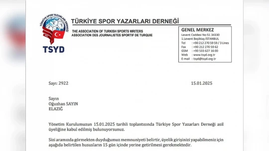 Kanal Fırat çalışanlarından Oğuzhan Sayın ve Tolga Sayın Türkiye Spor Yazarları Derneği Asil Üyeliğine Seçildiler