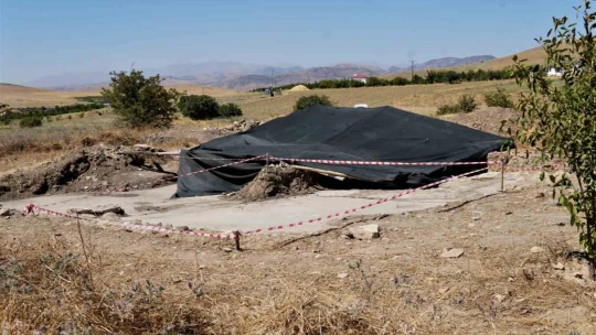 Tarlada çiftçinin bulduğu tarihi taban mozaikler gün yüzüne çıkarılıyor