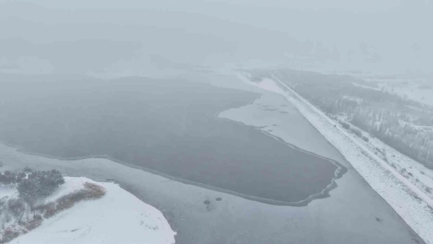 Elazığ'da Cip Baraj Gölü'nün bazı kısımları buz tuttu