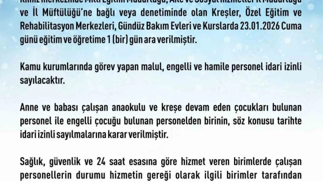 Elazığ'da rehabilitasyon ve bakımevi kurslarına kar tatili