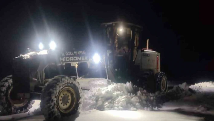 Elazığ'da ekiplerin kar mesaisi gece de devam etti