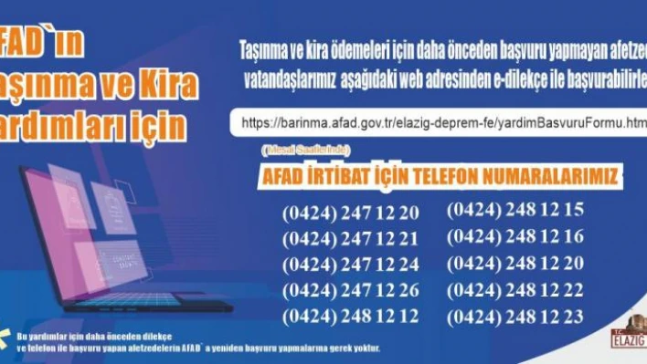 AFAD'ın Taşıma ve Kira Yardımı İçin Yapılması Gerekenler