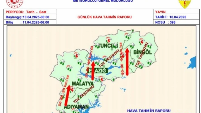 Meteorolojiden rüzgar, toz taşınımı ve dolu uyarısı