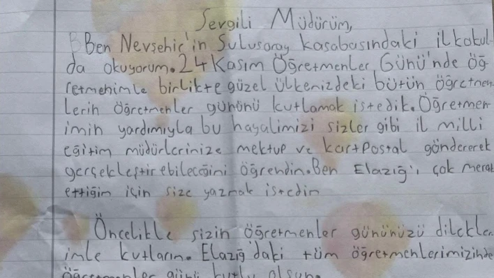 Nevşehirli Minik Neşet'ten Elazığ İl Müdürü'ne Yürek Isıtan Mektup
