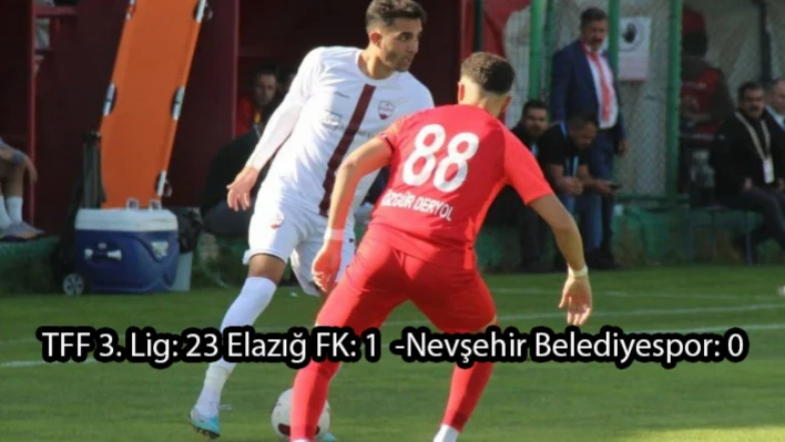 TFF 3. Lig: 23 Elazığ FK: 1 - Nevşehir Belediyespor: 0