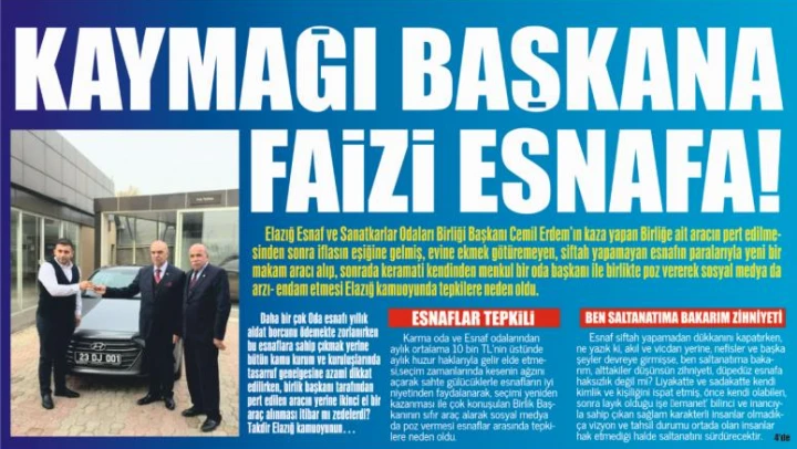 KAYMAĞI BAŞKANA,FAİZİ ESNAFA!