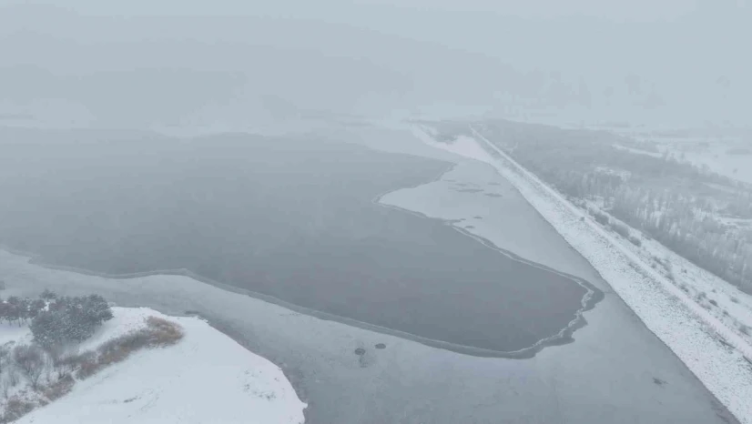 Elazığ'da Cip Baraj Gölü'nün bazı kısımları buz tuttu