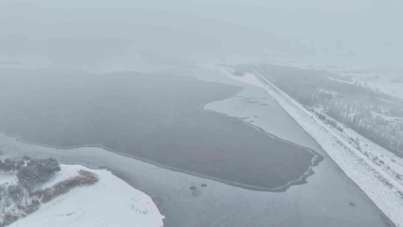 Elazığ'da Cip Baraj Gölü'nün bazı kısımları buz tuttu