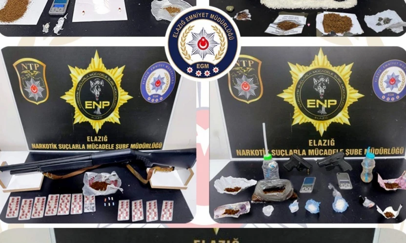 Elazığ'da uyuşturucu ve ruhsatsız silah operasyonu: 17 tutuklama