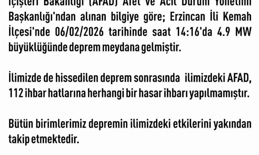 Elazığ Valiliği'nden deprem açıklaması